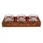SAHARANPUR HANDICRAFTS Dry Fruit Glass Container Tray Set with Lid & Serving TrayWooden Serving Tray with Glass Jars for Serving Sweets Chips Cookies Other Snacks (3 Pieces White Hand work), 3 image