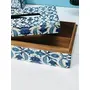 SAHARANPUR HANDICRAFTS Handmade Decorative Tissue Box for Table in MDF(23x14x8cm) Paper Napkin Holders for Dining Table Napkins Stand Fancy Tissue Paper Box forOffice Desk (BlueMoroccan (Tissue Box)), 3 image