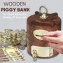 Handicraft Wooden Piggy Bank Gullak for Kids and Adults Wooden Handicrafts Money Box with Lock Water Tank Shape, 2 image