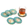 SAHARANPUR HANDICRAFTS Set of 6 Premium Resin Coasters TeaCoffee Coasters Resin Coaster Set Tea Coasters Chai Coasters Oval Coasters Table Accessories (10 * 8 cm) (Blue Gold Flakes), 5 image