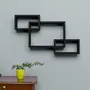 SAHARANPUR HANDICRAFTS MDF Wall Shelf Rack Set of 3 Intersecting Display Shelves for Home Living Room (Black), 4 image