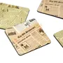 SAHARANPUR HANDICRAFTS Printed Poker Design Wooden Coasters for Tea Coffee (Set of 4 4x4 Inch) (Newspaper), 3 image