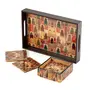 SAHARANPUR HANDICRAFTS Deco Painted Enamel Coated Multipurpose Tray with Enamel Coated Set of 6 Coasters with case in MDF | Serving Tray for Home & Dining Table | Multipurpose Tray (DECOTray(12x8)+Coasters-Jharokha), 3 image