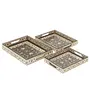 SAHARANPUR HANDICRAFTS Set of 3 MDF Wood Enamel Coated Multipurpose Trays (15 * 11 * 2 13 * 10 * 1.75 & 11 * 9 * 1.5) Inches (Set3 Black Jamawaar), 2 image