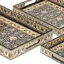 SAHARANPUR HANDICRAFTS Set of 3 MDF Wood Enamel Coated Multipurpose Trays (15 * 11 * 2 13 * 10 * 1.75 & 11 * 9 * 1.5) Inches (Set3 Black Jamawaar), 3 image