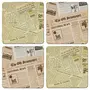 SAHARANPUR HANDICRAFTS Printed Poker Design Wooden Coasters for Tea Coffee (Set of 4 4x4 Inch) (Newspaper), 4 image