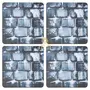 SAHARANPUR HANDICRAFTS Printed Beautiful Bricks Pattern Designer Printed Coasters (MDF Wooden Set of 4 10 cm Diameter Square Shape) Blue Bricks, 3 image