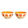 SAHARANPUR HANDICRAFTS Melamine Bowl Set | 6 Inch 650 ML 2 Tone Coloured Round Bowl Set of 2| Vegetable Bowl | Snack Bowl | Soup Bowl | Mini Serving Bowl Set of 2 (Ploka Dots Orange Bowl), 2 image