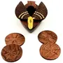 SAHARANPUR HANDICRAFTS Wooden Duck Shape Tea Coaster | Hand Crafted Wooden Drink Coasters Set of 4 for Tea Cups/Coffee Mugs/Beer Cans/Bar Tumblers and Water Glasses (Design 1), 4 image