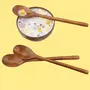 SAHARANPUR HANDICRAFTS Wooden Spoons 6 Pieces Wood Soup Spoons for Eating Mixing Stirring Cooking Long Handle Spoon with Chainese Style Kitchen Utensil Eco Friendly Table Spoon, 3 image
