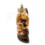 CHURU SANDALWOOD CARVED Hand Carved Three Headed Lord Ganesha Statue Wooden Idol Double Shade Sculpture Home Decorative Figurine 10", 2 image