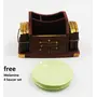 SAHARANPUR HANDICRAFTS Wooden and Melamine Coaster or Pen Holder With 6 Tea Coaster Multipurpose use, 2 image