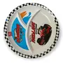 SAHARANPUR HANDICRAFTS Melamine Kids Plate | Round 3 Section 10'' Multicolor Plate with Prints for Boys and Girl | Food Serving Plate with Partition (Car Round Shape), 2 image