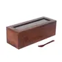 WOOD CRAFTS OF RAJASTHAN Wooden Spice Box For Kitchen Masala Dabba Masala Box Spice Masala Dabba Spice Jars 4 Large Partition With Spoon & on Top Glass Table Top Kitchen Storage Boxes Brown, 6 image