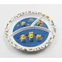 SAHARANPUR HANDICRAFTS Melamine Kids Plate | Round 3 Section 10'' Multicolor Plate with Prints for Boys and Girl | Food Serving Plate with Partition (Yellow Bello Round Shape), 2 image