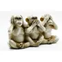 CHURU SANDALWOOD CARVED 5" Modern Gandhi's Monkey Set Speak Hear See No Evil for Home & Living Room(White), 4 image
