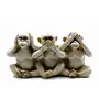 CHURU SANDALWOOD CARVED 5" Modern Gandhi's Monkey Set Speak Hear See No Evil for Home & Living Room(White), 3 image