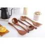SAHARANPUR HANDICRAFTS Utensil Set for Cooking Wooden Cooking Spoons and Spatulas Set of 5 (Plus Holder), 5 image