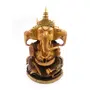 CHURU SANDALWOOD CARVED Hand Carved Three Headed Lord Ganesha Statue Wooden Idol Double Shade Sculpture Home Decorative Figurine 10"
