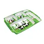SAHARANPUR HANDICRAFTS Melamine Kids Plate | Rectangular 5 Section Multicolor Plate with Funny Cartoon Prints for Boys and Girls| Food Serving Plate with Partition (Panda Green), 3 image