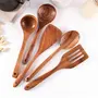 SAHARANPUR HANDICRAFTS Utensil Set for Cooking Wooden Cooking Spoons and Spatulas Set of 5 (Plus Holder), 4 image