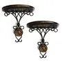 SAHARANPUR HANDICRAFTS Wood & Iron Combo Wooden & Iron Shalf Pair of Wooden Wall Bracket Wall Hanging for Living Room Bed Room Wall Mounted Wall Shelves, 2 image
