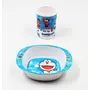 SAHARANPUR HANDICRAFTS Melamine Doraemon Kids Square Soup Bowl with Tumbler (Blue Color), 2 image