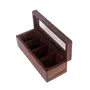 WOOD CRAFTS OF RAJASTHAN Wooden Spice Box For Kitchen Masala Dabba Masala Box Spice Masala Dabba Spice Jars 4 Large Partition With Spoon & on Top Glass Table Top Kitchen Storage Boxes Brown, 3 image