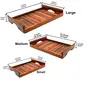 SAHARANPUR HANDICRAFTS Wooden Tray Wooden Serving Tray with Handle/Platter for Home and Kitchen Set of 3, 4 image
