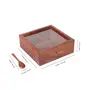 WOOD CRAFTS OF RAJASTHAN Spice Box for Kitchen Masala Box Mukhvas Box Mouth Freshener Box 4 Partition Dry Fruit box Glass Lid on Top With Spoon for Home Multipurpose Decorative Box 6x6x2 inch, 4 image