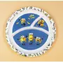 SAHARANPUR HANDICRAFTS Melamine Kids Plate | Round 3 Section 10'' Multicolor Plate with Prints for Boys and Girl | Food Serving Plate with Partition (Yellow Bello Round Shape), 3 image