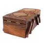 SAHARANPUR HANDICRAFTS Jewellery Box for Women Wooden Flip Flap Flower Carved Design Handmade Gift 8 inches, 4 image