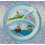 SAHARANPUR HANDICRAFTS Melamine Kids Plate | Round 3 Section 10'' Multicolor Plate with Prints for Boys and Girl | Food Serving Plate with Partition (Let's Go Summer Round Shape), 3 image