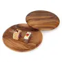 SAHARANPUR HANDICRAFTS 2 Pcs 8I NCH Luxury Acacia Wood Dinner Plates for Eating Wooden Serving Platter for Food Sandwich Dessert Salad Plate Fruit Platters Round Tray, 2 image