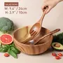 SAHARANPUR HANDICRAFTS Acacia Wood Salad Bowl with Servers Set - Large 10 inches Solid Hardwood Salad Wooden Bowl with Spoon for FruitsSalads and Decoration, 3 image