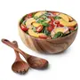 SAHARANPUR HANDICRAFTS Acacia Wood Salad Bowl with Servers Set - Large 10 inches Solid Hardwood Salad Wooden Bowl with Spoon for FruitsSalads and Decoration, 2 image