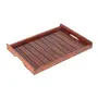WOOD CRAFTS OF RAJASTHAN Handmade Decorative Nested Wooden Serving Trays for Home Kitchen & Dinnig Table Breakfast Coffee Butter Serving Table Decor Gifts Standard Brown (14x10x1.5 inch), 2 image