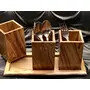SAHARANPUR HANDICRAFTS Wooden Spoon Stand/Hand Crafted 3 Compartment Cutlery and Spoon Holder (Spoon Stand), 4 image