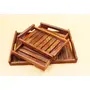 SAHARANPUR HANDICRAFTS Wooden Tray Wooden Serving Tray with Handle/Platter for Home and Kitchen Set of 3, 3 image