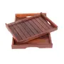 WOOD CRAFTS OF RAJASTHAN Sheesham Wood Serving Trays for Dining Table Rectangle Shape Tray for Breakfast Coffee Serving Tray Table Decor Gifts Set of 2, 7 image