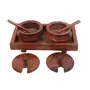 WOOD CRAFTS OF RAJASTHAN Wooden Serving Trays Jar Set with Tray and Spoon 60 ML 2 PiecesIn Sheesham Wood Brown Spice Condiment Box For Home Kitchen & Restaurants Dcoration, 4 image
