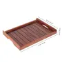 WOOD CRAFTS OF RAJASTHAN Handmade Decorative Nested Wooden Serving Trays for Home Kitchen & Dinnig Table Breakfast Coffee Butter Serving Table Decor Gifts Standard Brown (14x10x1.5 inch), 5 image