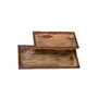 SAHARANPUR HANDICRAFTS Wooden Serving Trays | Handmade Food Serving Tary for Office Home(Pack of 2), 2 image