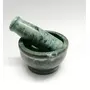 CHURU SANDALWOOD CARVED Green Marble Mortar and Pestle Set Spice Mixer Grinder Set Khalbatta Okhli Kharal Masher Idi Kallu Khal Musal Imam Dasta For Kitchen - 4 x 4 x 2.5 Inch, 4 image