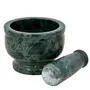 CHURU SANDALWOOD CARVED Green Marble Mortar and Pestle Set Spice Mixer Grinder Set Khalbatta Okhli Kharal Masher Idi Kallu Khal Musal Imam Dasta For Kitchen - 4 x 4 x 2.5 Inch, 5 image