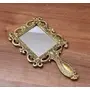 Metal Metal Handheld Mirror with Handle Vintage Compact for Personal Makeup Vanity Portable Travel Skin Mirror (10X18 cm) (Gold Square)
