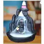 CHURU SANDALWOOD CARVED PRODUCTS Smoke Fountain Lord Shiva Aadiyogi Statue Cone Incense Holder Showpiece with 10 Smoke Backflow Incense Holder