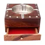 CHURU SANDALWOOD CARVED PRODUCTS Wooden Handmade Wooden Ashtray with Cigarette Holder 4 Slots for Home Office Car (4.5 X 4.5 X 2.2 Inch ; Brown), 3 image