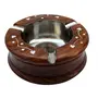BIJNOR - METAL INLAY IN WOOD Wood Cigarette Ashtray (Brown_3.7 Inch X 3.7 Inch X 0.9 Inch)