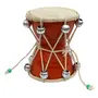 BIJNOR - METAL INLAY IN WOOD Handmade Damroo for Kids Indian Musical Instrument Orange Damru Toy Gift